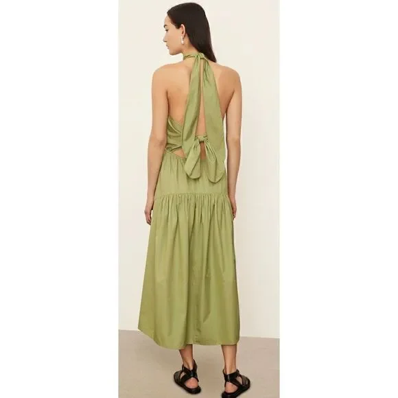 Vince Draped Neck Halter Dress in Green NWT Size Large